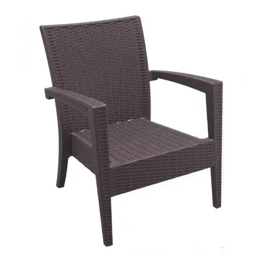 [850-1-BRN] PP RATTAN ARMCHAIR MIAMI BROWN