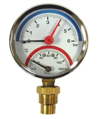 [890/01] GAUGE 0-6 BAR W/TEMP 0-120 S.STEEL 1/2''